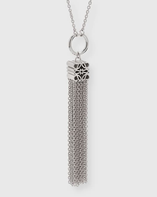 【関税&送料込】Loewe Necklace Loewe Anagram Tassel Sterling Silver Necklace | Neiman Marcus