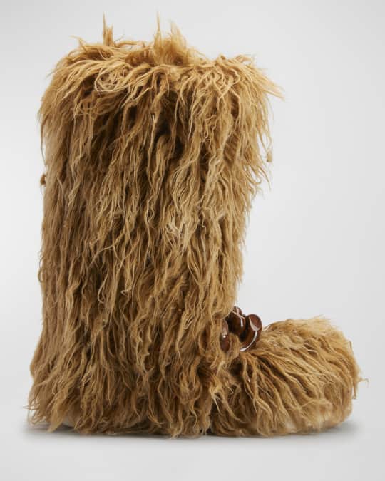 CELINE HOMME Faux Fur Boots in Brown for Men