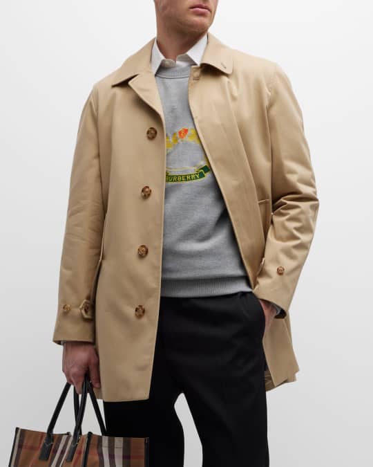 Burberry Men's Clapham Solid Gabardine Raincoat | Neiman Marcus