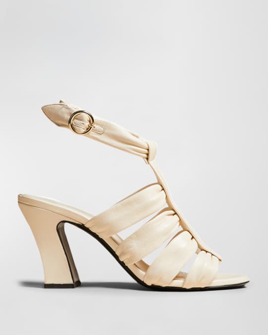 Khaite Perth Caged Calfskin Block Heel Sandals Neiman Marcus