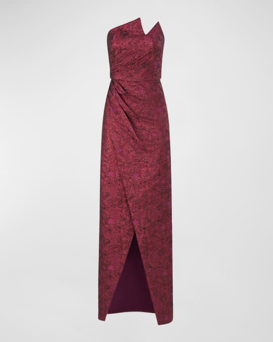 Harmony Asymmetric Strapless Jacquard Gown