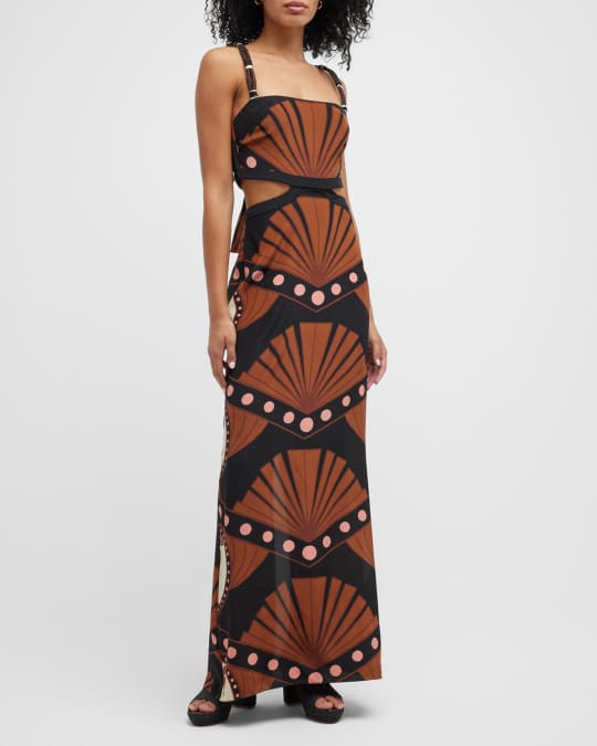 Johanna Ortiz Lideres Espirituales Abstract-Print Cutout Maxi Dress |  Neiman Marcus