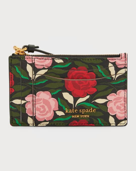kate spade new york flower-print zip card case | Neiman Marcus