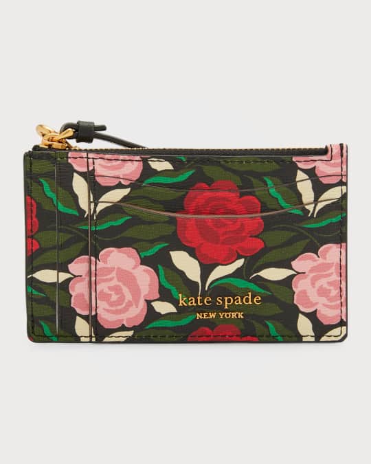 モーガン フラワー kate spade ★Zip Card Case★saffianoレザー kate spade new york flower-print zip card case | Neiman Marcus