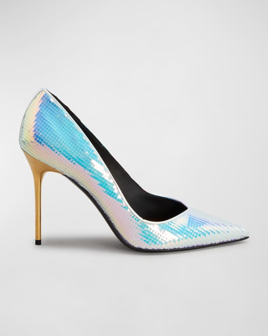 Ruby Iridescent Metallic Heel Pumps