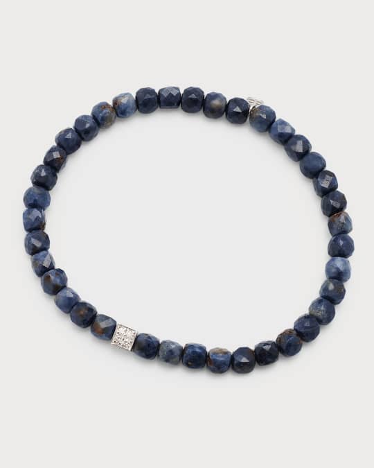 4mm Cube Bead on Blue Sapphire Bracelet