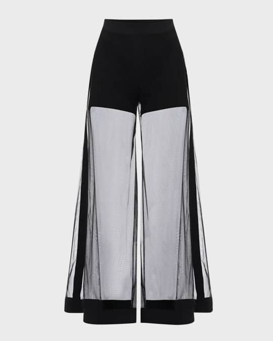 Castille High-Rise Wide-Leg Mesh Pants