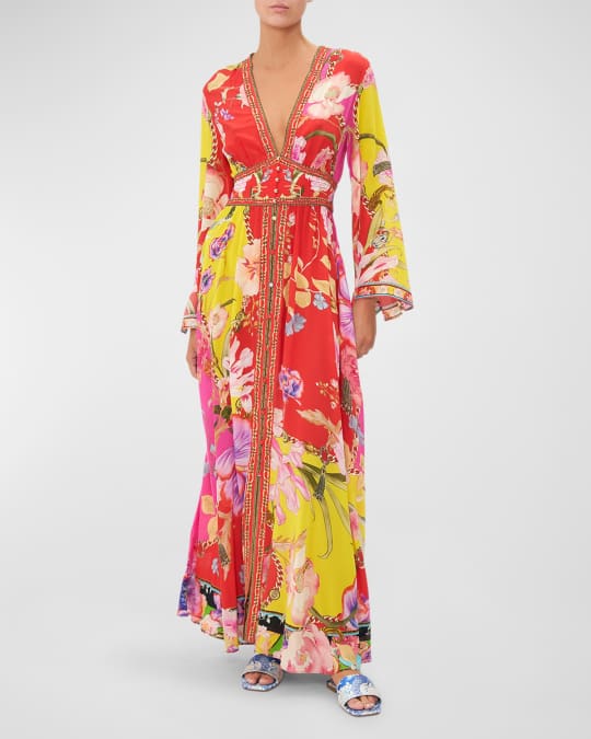 Camilla The Beetles Kimono-Sleeve Maxi Dress With Shirring Detail ...