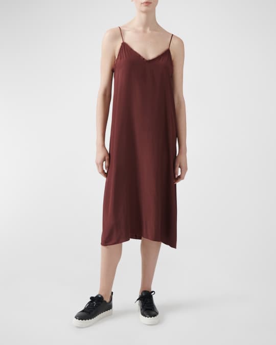 Bias Cut Silk Slip Midi Dress