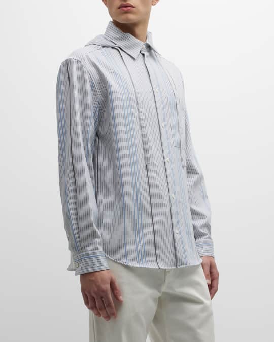 Loewe Men's Hooded Striped Jacquard Shirt | Neiman Marcus