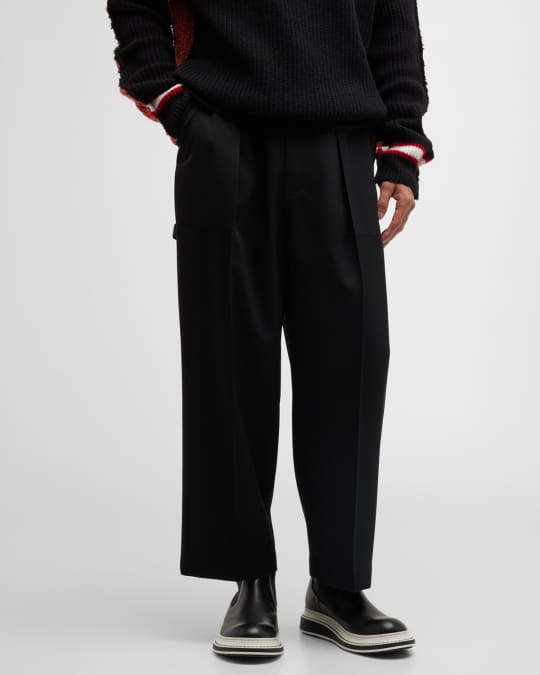 Men's Low-Crotch Pleated Trousers