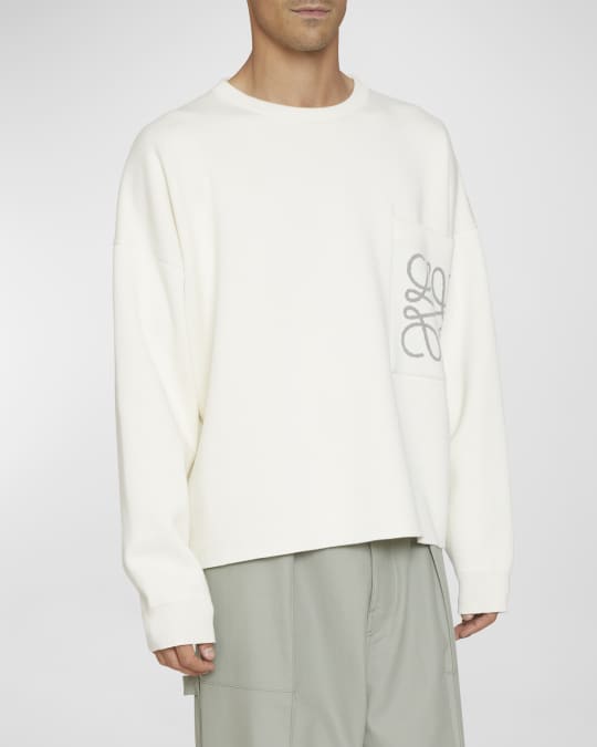 LOEWE｜ROUND NECK KNITS (Anagram pocket sweater in cotto Anagram pocket sweater in cotton blend Blue - LOEWE