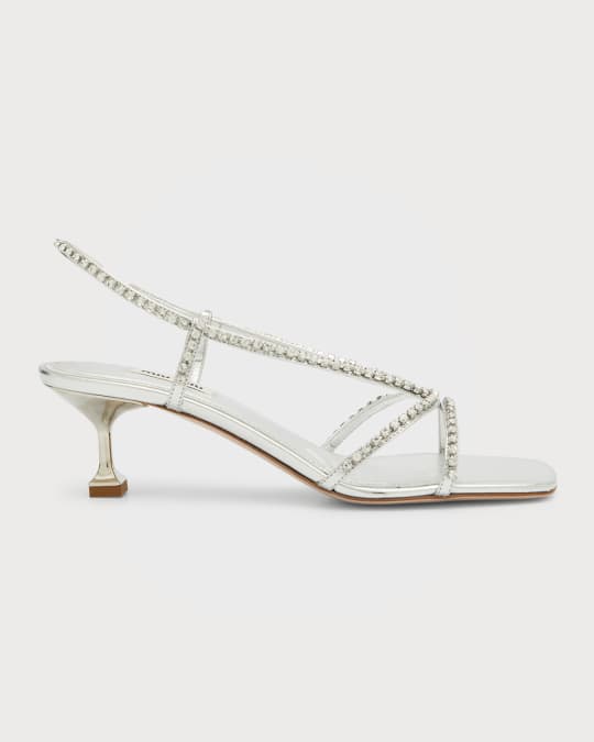 Miu Miu Crystal-Embellished Slingback Sandals | Neiman Marcus