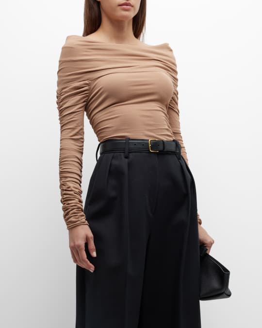 Khaite Zuri Off-Shoulder Ruched Top | Neiman Marcus