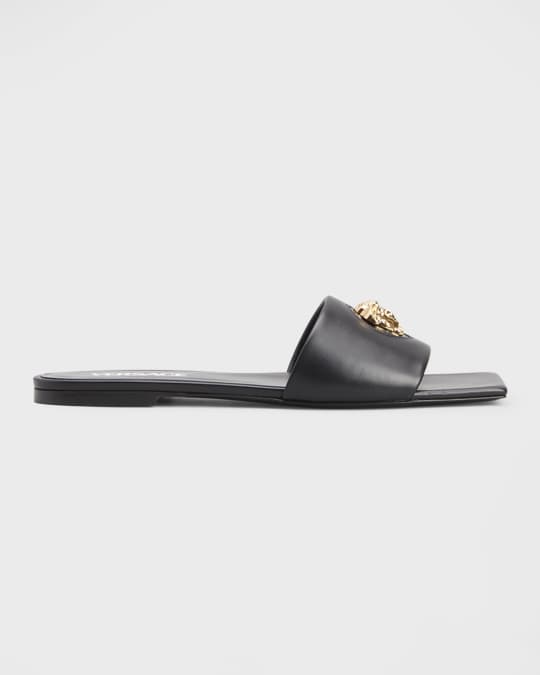 Versace La Medusa Flat Slide Sandals | Neiman Marcus