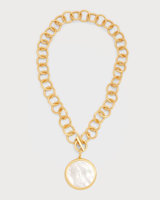 Starburst Mother-Of-Pearl Toggle Pendant Necklace