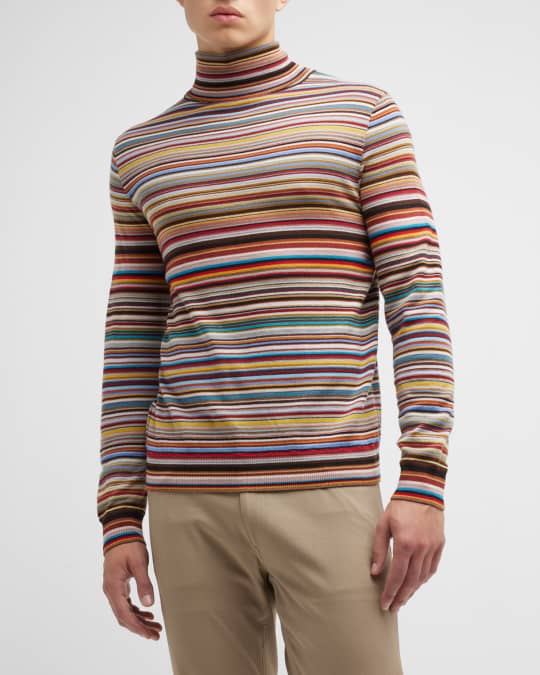 Mens discount striped turtleneck