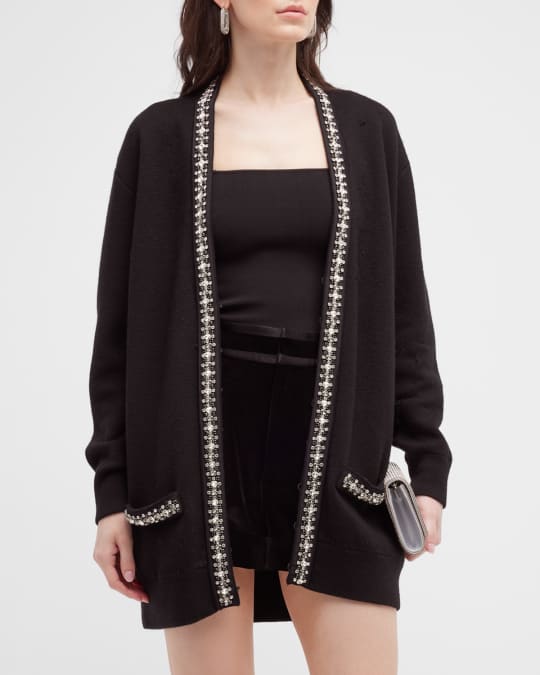 Alice Olivia Bradford Grandpa Cardigan w/ Embellished Trim