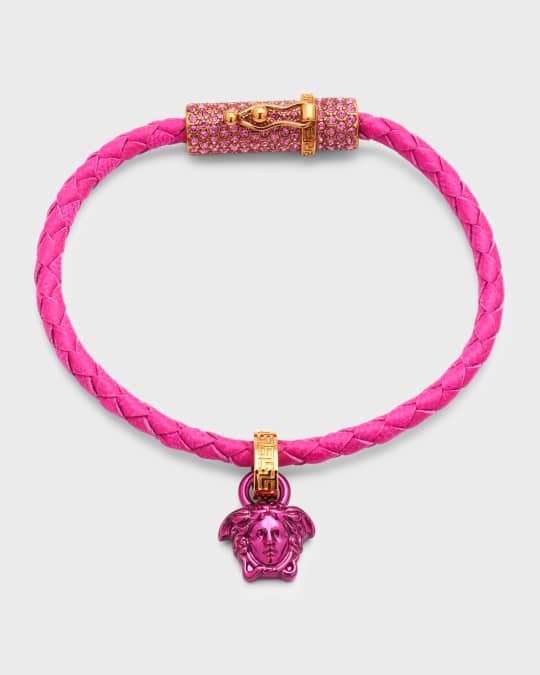 Versace braided leather charm bracelet online