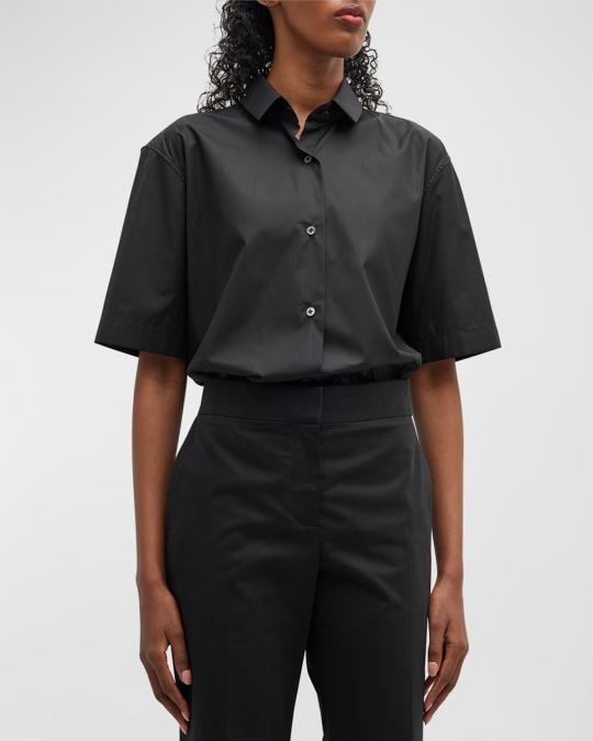 THE ROW Bec Short-Sleeve Button-Front Shirt | Neiman Marcus
