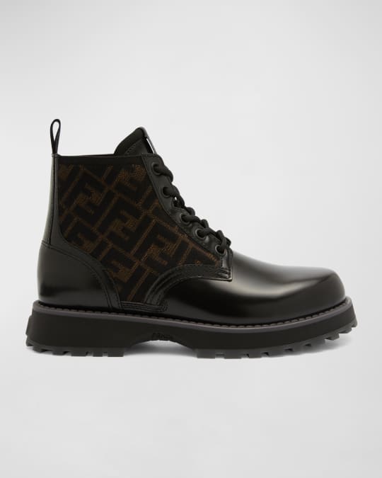 Fendi Men s Monogram Lace Up Biker Boots Neiman Marcus