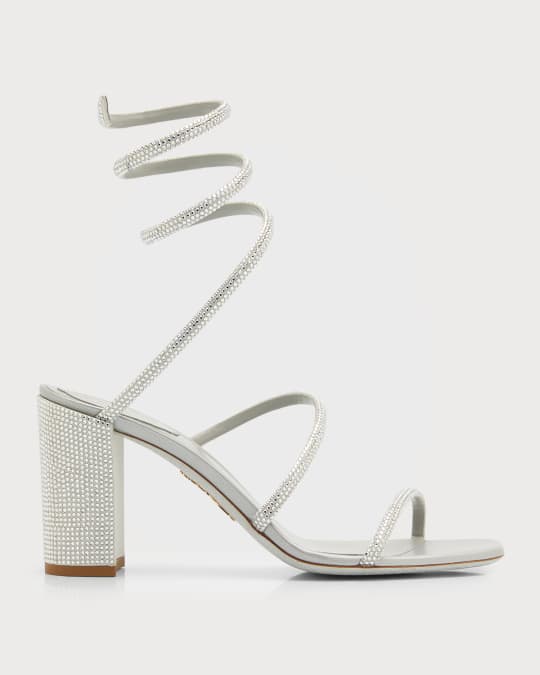 Crystal Snake-Wrap Cocktail Sandals