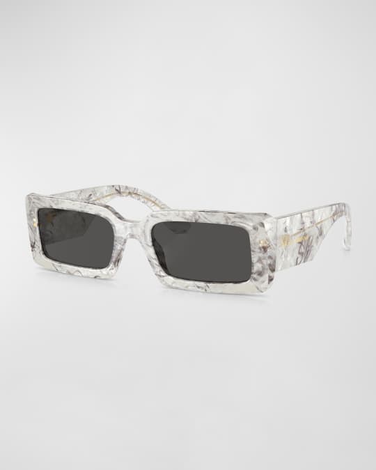 Dolce&Gabbana Logo Emblem Rectangle Acetate Sunglasses | Neiman Marcus