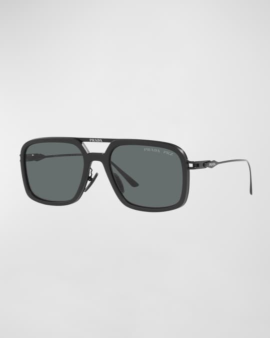 Men s Double Bridge Polarized Rectangle Sunglasses