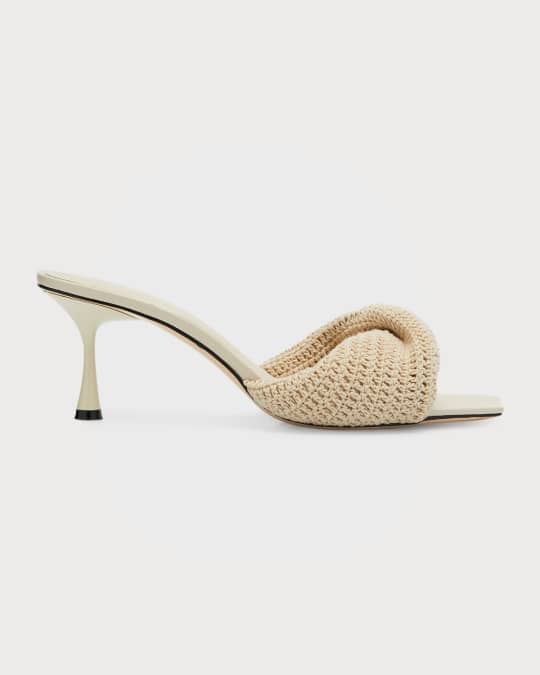 STUDIO AMELIA Twisted Crochet Mule Sandals | Neiman Marcus