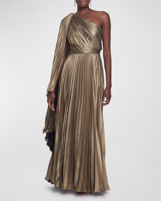 Marchesa notte shop pleated metallic gown