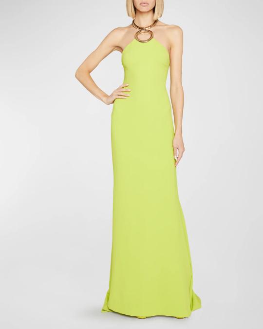 Tubular Choker Halter Crepe Gown