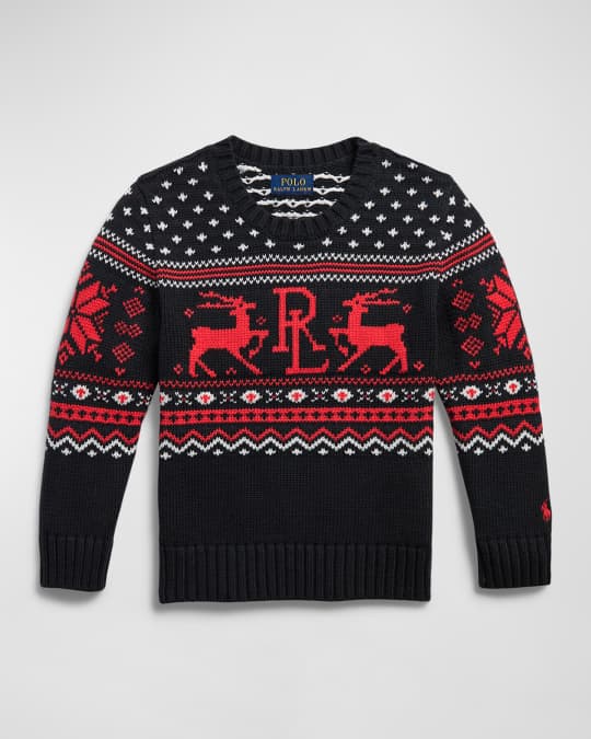 Ralph Lauren Childrenswear Boy s Reindeer Intarsia Sweater Size 5