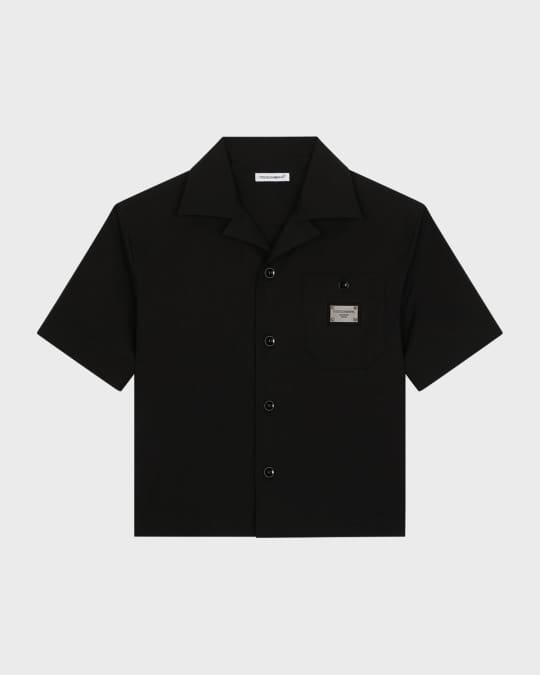 Dolce&Gabbana Boy's Button Down Logo Plaque Shirt, Size 2-6 | Neiman Marcus