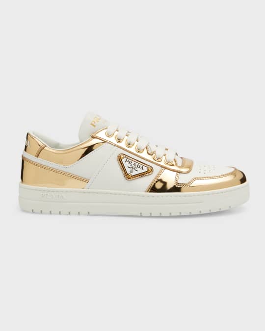 Prada Downtown Metallic Low-Top Sneakers | Neiman Marcus