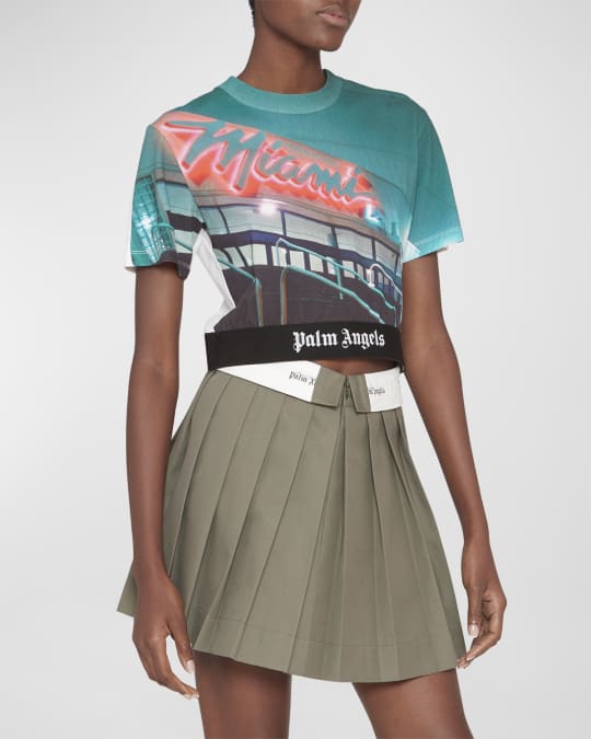 Miami Cropped T-Shirt in green - Palm Angels® Official