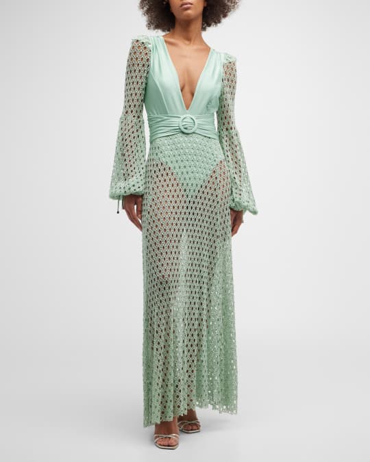 Monstera Crochet Plunge Beach Dress