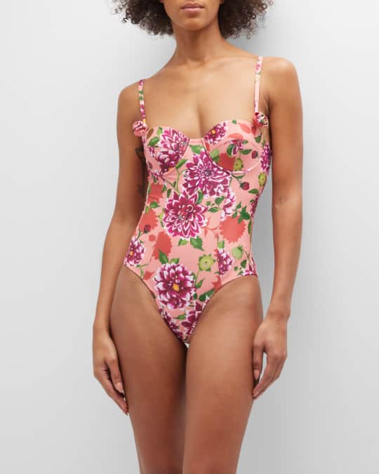 Floral Corset One Piece Swimsuit
