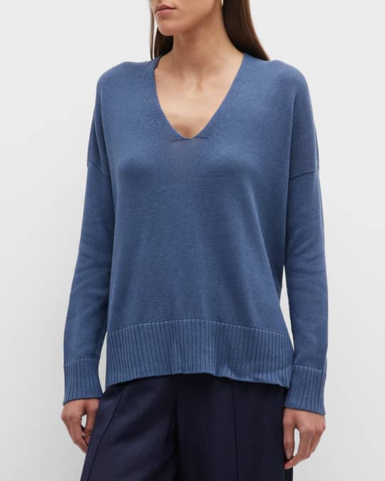 Side Slit V Neck Sweater