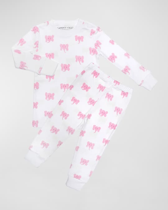 Sammy + Nat Girl's Pink Elephant Two-Piece Pajamas, Size 18M-10 ...