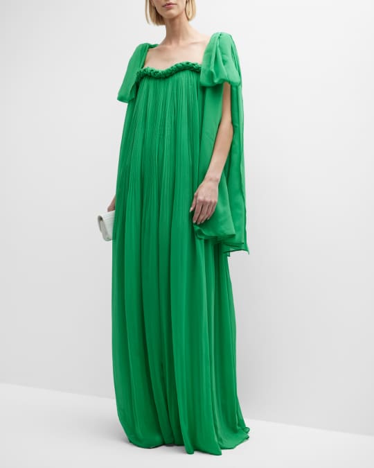 LEO LIN Camilla Sleeveless Draped Trapeze Gown | Neiman Marcus