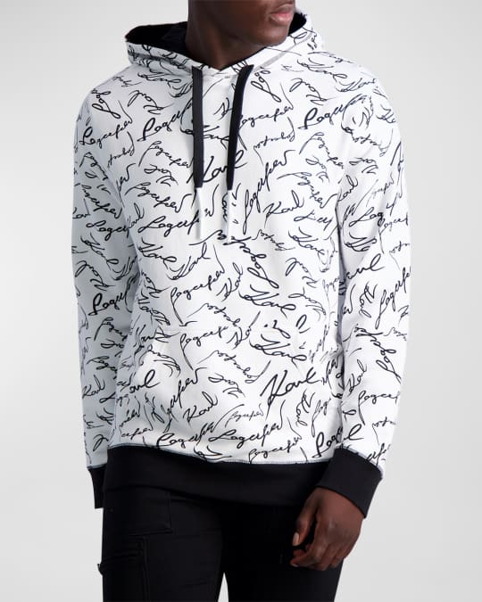 Karl Lagerfeld Paris Men s Allover Signature Print Hoodie Neiman Marcus