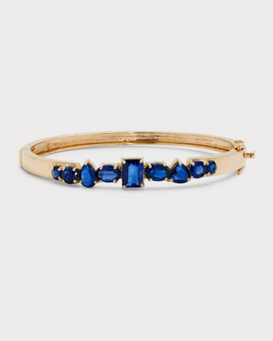 Siena Jewelry 14K Yellow Gold Irregular Kyanite Bangle Bracelet