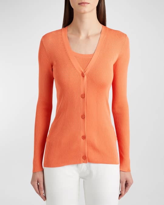 Ralph Lauren Collection Ribbed Mulberry Silk Cardigan Neiman Marcus