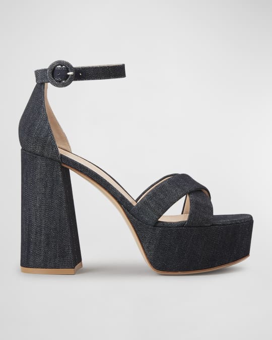 Gianvito Rossi Sheridan Denim Platform Sandals Neiman Marcus