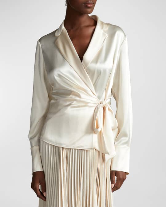 Polo Ralph Lauren Satin Wrap Blouse Neiman Marcus