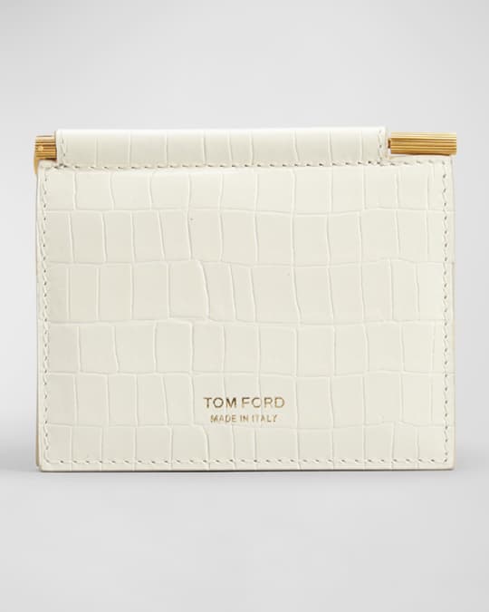 TOM FORD Men's Croc-Printed Leather Money Clip Card Holder