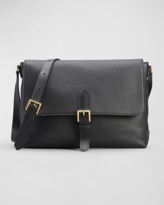 Men s Grain Leather Medium Messenger Bag