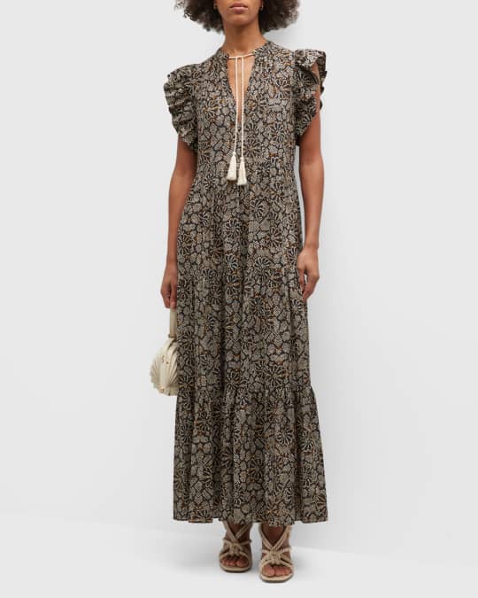 【ULLA JOHNSON】arinella プリント cotton-blend voile coverup Ulla Johnson Arinella Flutter-Sleeve Maxi Dress | Neiman Marcus
