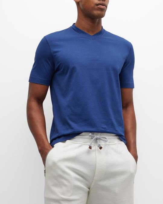 Brunello Cucinelli Men's Basic-Fit V-Neck T-Shirt | Neiman Marcus