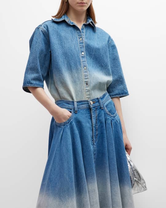 Brandon Maxwell Ombre Denim Shirt Jacket | Neiman Marcus